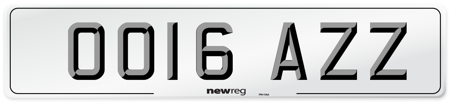 OO16 AZZ Number Plate from New Reg